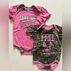 Mossy Oak Pink and Camouflage Baby Onesies